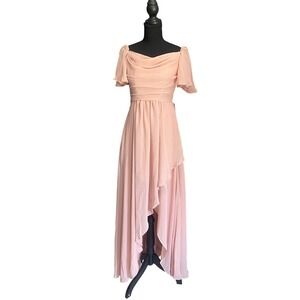 Wear Your Love Blush Pink Chiffon High Low Flutter Sleeve Formal Maxi Dress